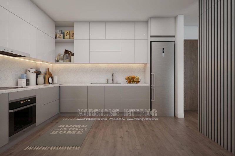 Thiết kế nội thất phòng bếp chung cư hiện đại