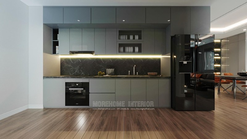 Thiết kế nội thất phòng bếp chung cư hiện đại