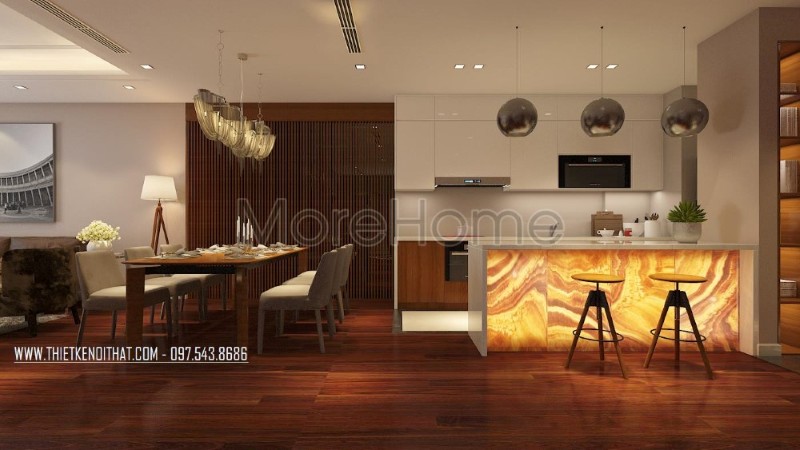 Thiết kế nội thất phòng bếp chung cư hiện đại