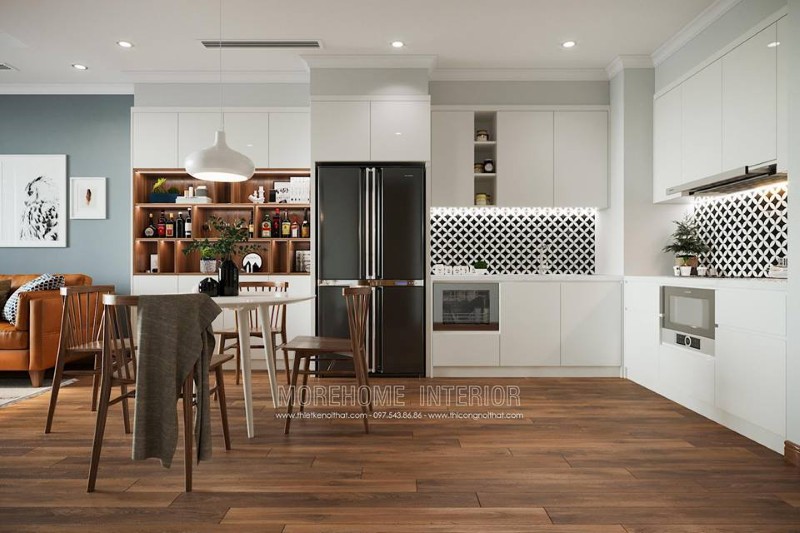 Thiết kế nội thất phòng bếp chung cư hiện đại