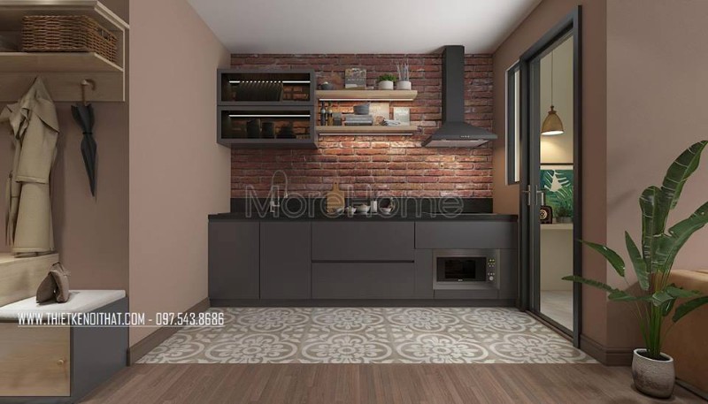 Thiết kế nội thất phòng bếp chung cư hiện đại