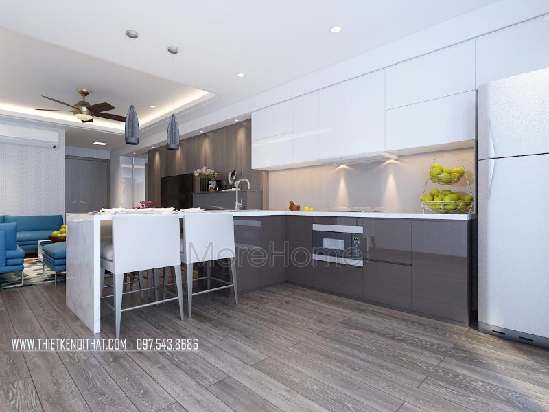Thiết kế nội thất phòng bếp chung cư hiện đại