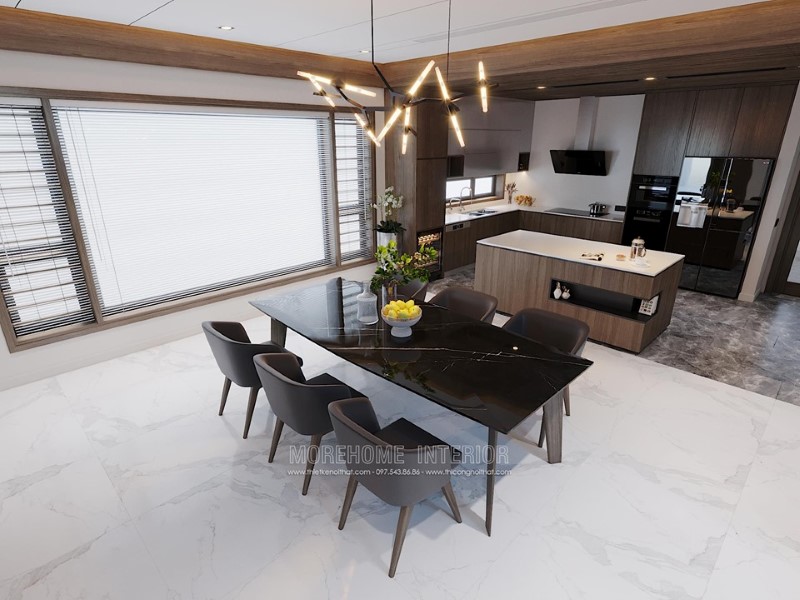 Thiết kế nội thất phòng bếp chung cư hiện đại