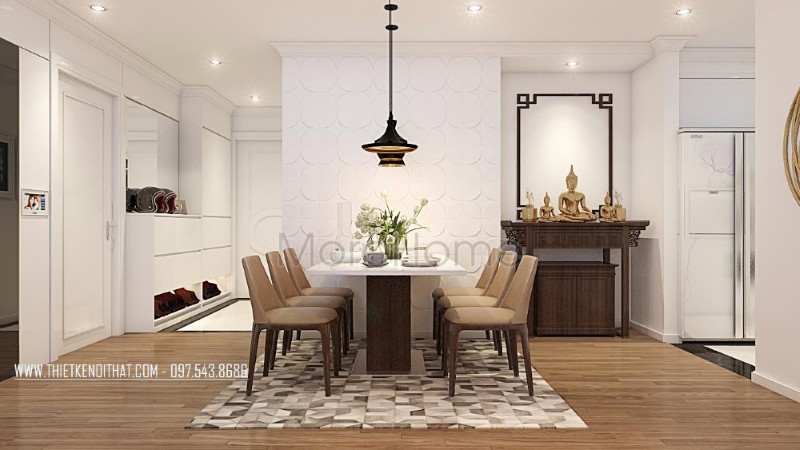 Thiết kế nội thất phòng ăn chung cư hiện đại và tinh tế