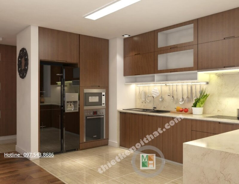 Tủ bếp gỗ công nghiệp đẹp, hiện đại