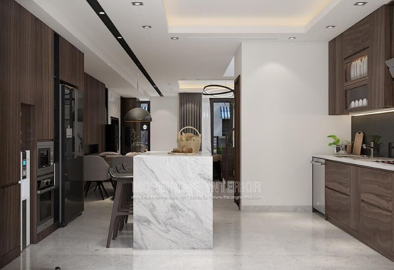 Tủ bếp gỗ công nghiệp đẹp, hiện đại