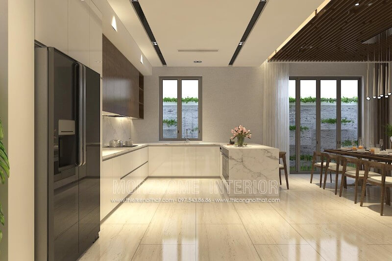 Tủ bếp gỗ công nghiệp đẹp, hiện đại