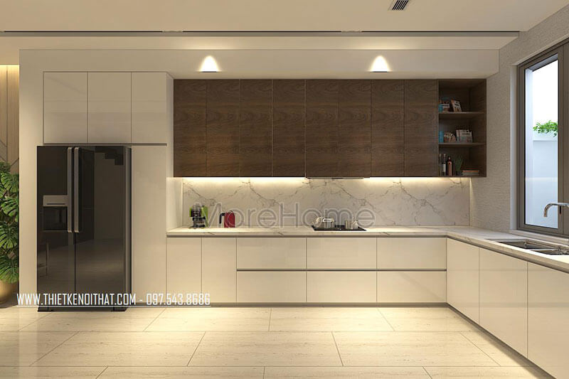 Tủ bếp gỗ công nghiệp đẹp, hiện đại và tiện nghi