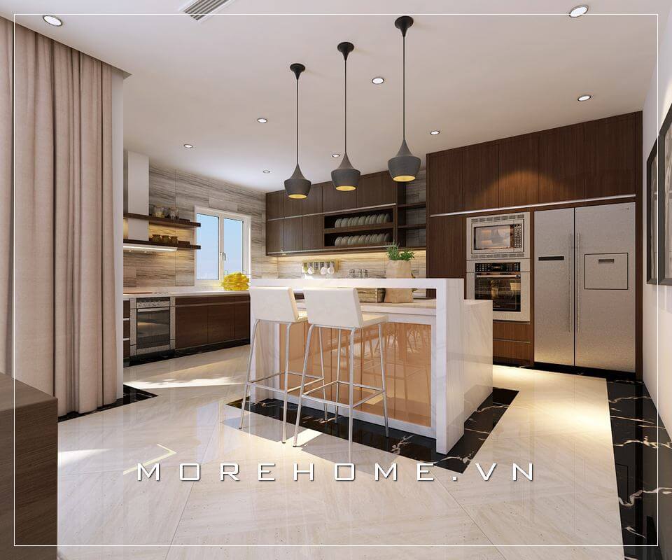 Tủ bếp gỗ công nghiệp đẹp, hiện đại