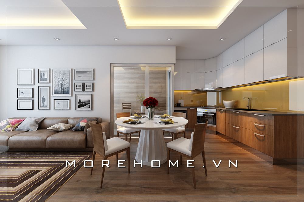 Mẫu tủ bếp gỗ hiện đại, đơn giản cho phòng bếp chung cư tủ bếp gỗ công nghiệp
