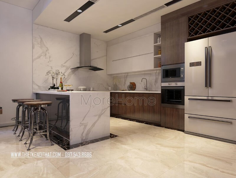 Mẫu tủ bếp gỗ an cường hiện đại