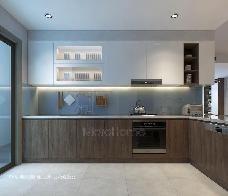 Mẫu tủ bếp gỗ an cường hiện đại