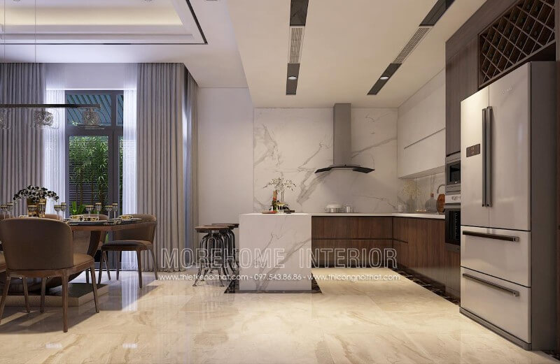 Mẫu tủ bếp gỗ an cường hiện đại