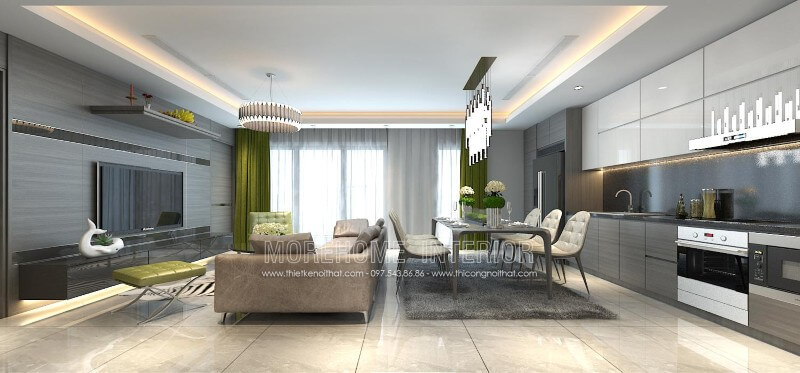Mẫu tủ bếp gỗ an cường hiện đại