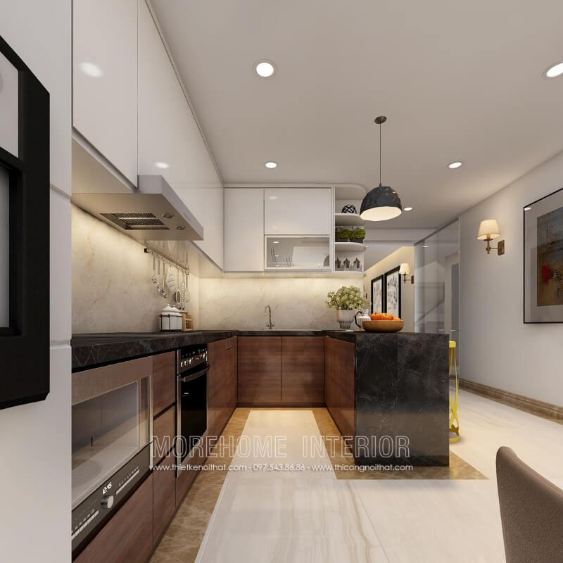Mẫu tủ bếp gỗ an cường hiện đại