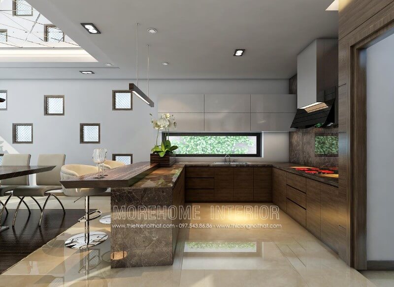 Mẫu tủ bếp gỗ an cường hiện đại