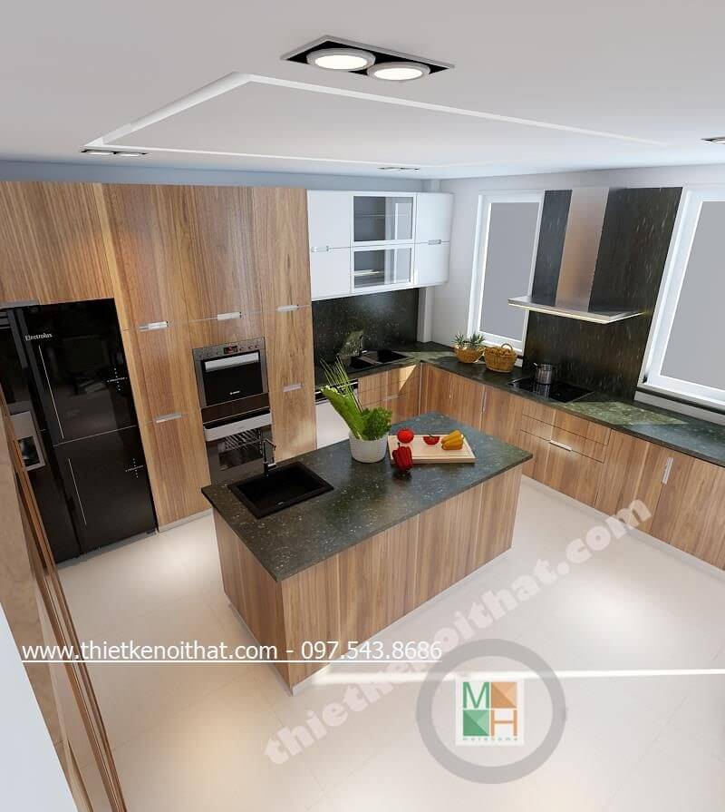 Mẫu tủ bếp gỗ an cường hiện đại