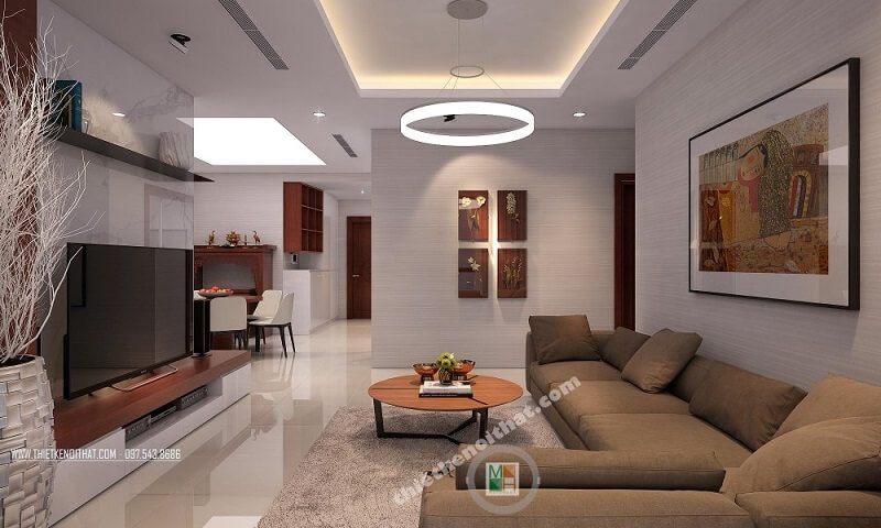 Mẫu sofa bọc vải hiện đại góp phần tăng thêm sự sang trọng và đẳng cấp cho phòng khách.